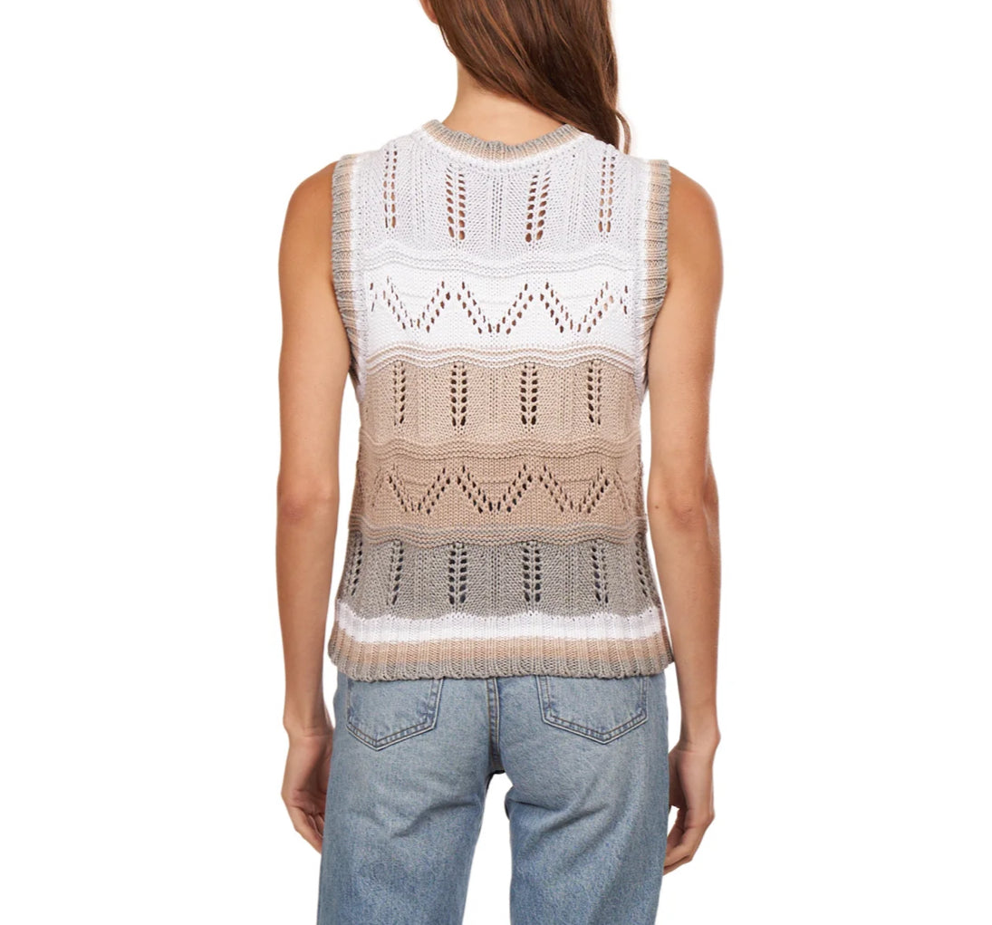 Cotton by Autumn Cashmere Wavy Pointelle Striped Muscle Tee