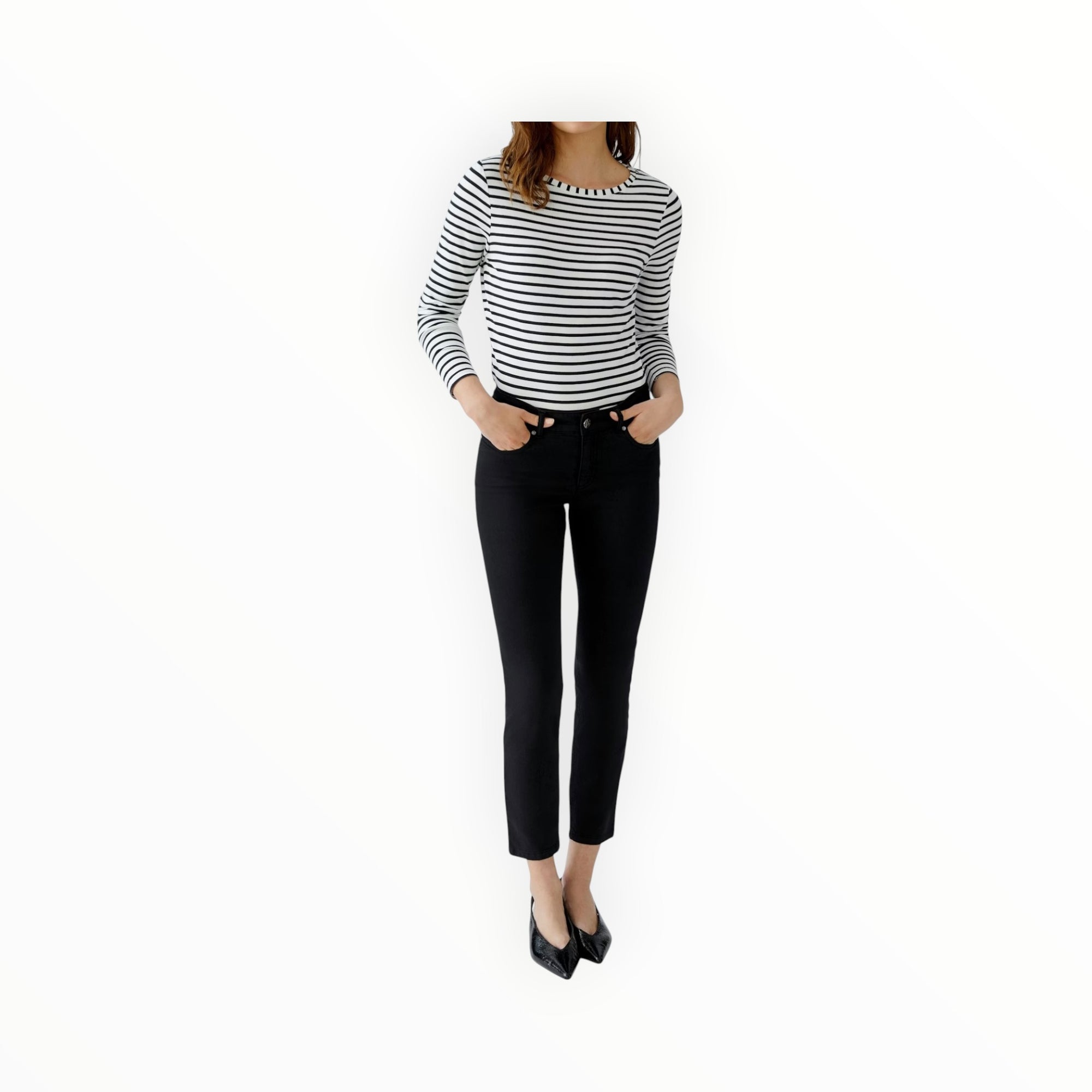 Oui Sumiko Shirt - Black/Off White