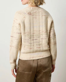 LILLA|P Open Stitch Crew Neck Sweater - Eggshell Combo