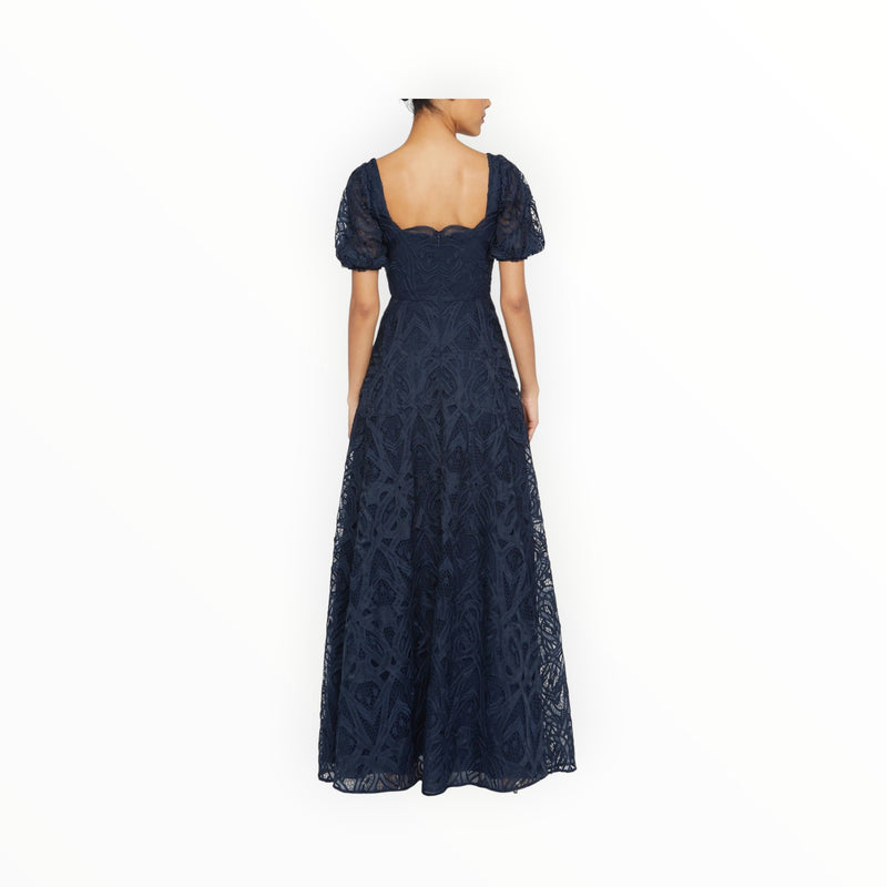 THEIA Dominique Puff Sleeve Gown - Odessey Grey