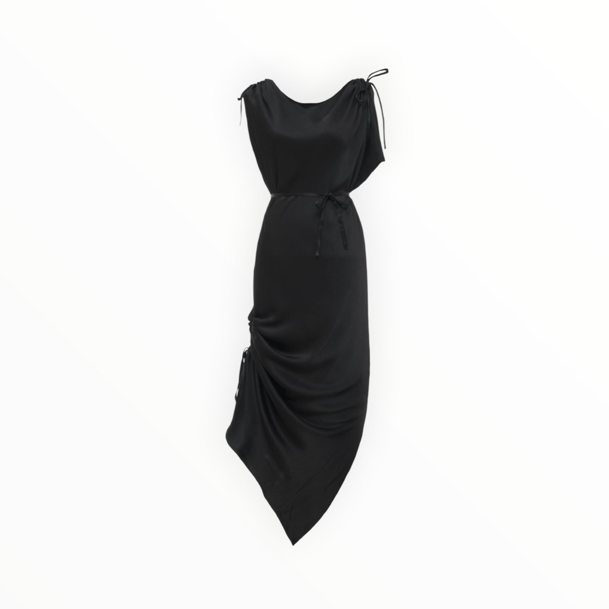 Gold Hawk Silvia Ruched Silk Dress - Black