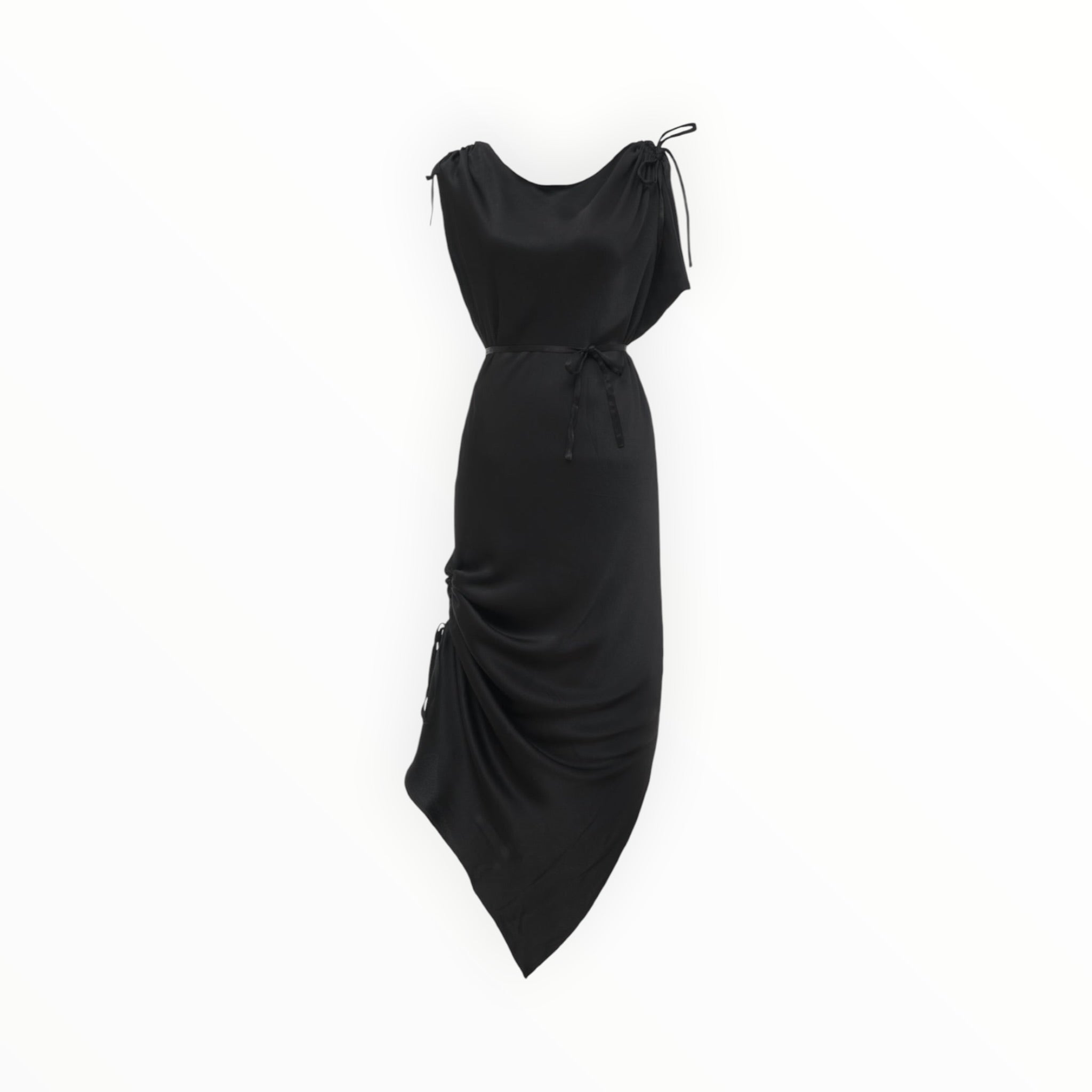 Gold Hawk Silvia Ruched Silk Dress - Black
