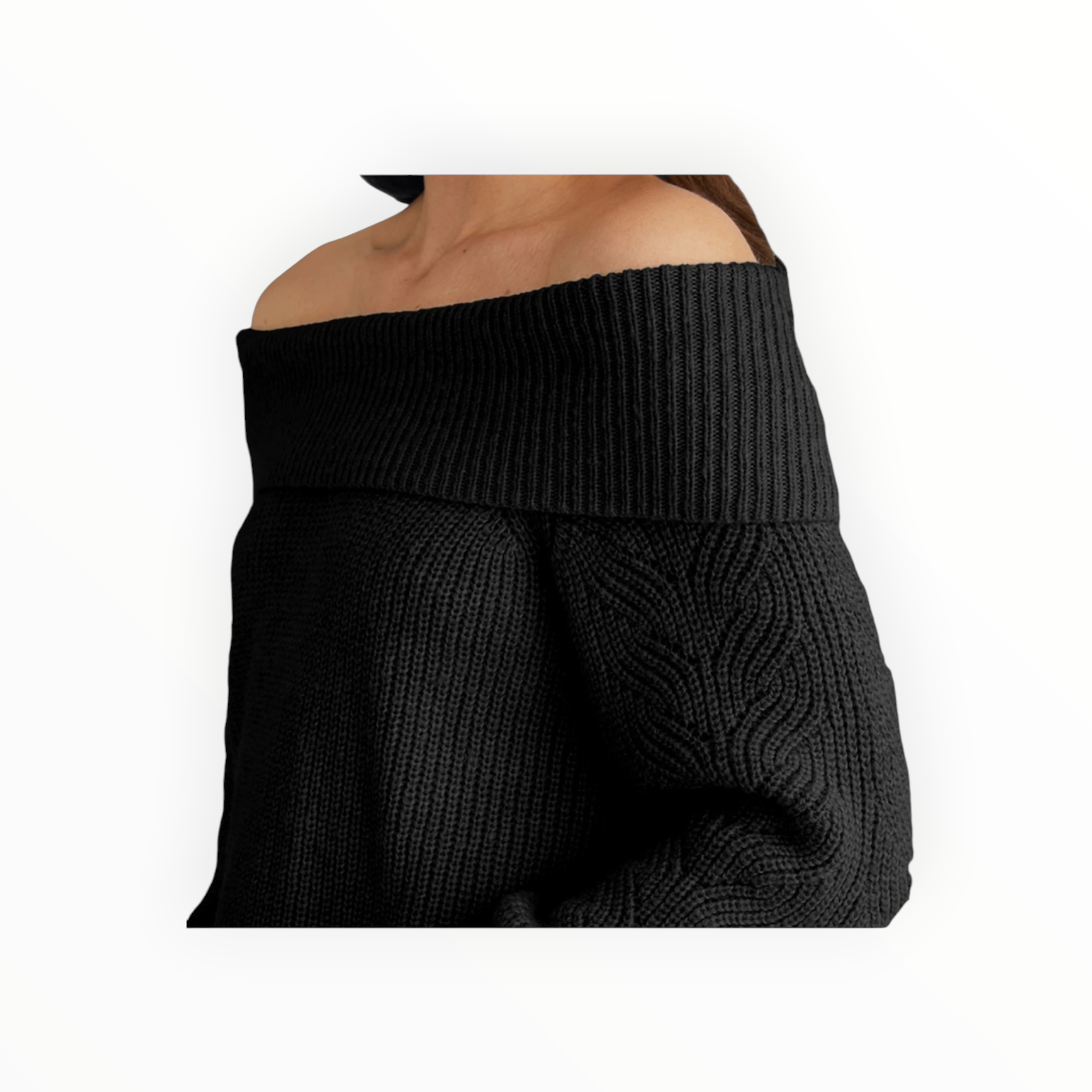 525 Marisa Relaxed Off Shoulder Pullover - Black