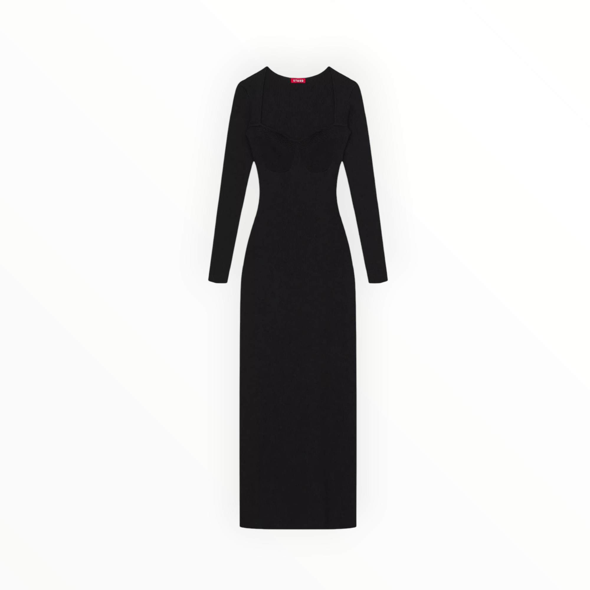 STAUD Silhouette Long-Sleeve Maxi Dress - Black