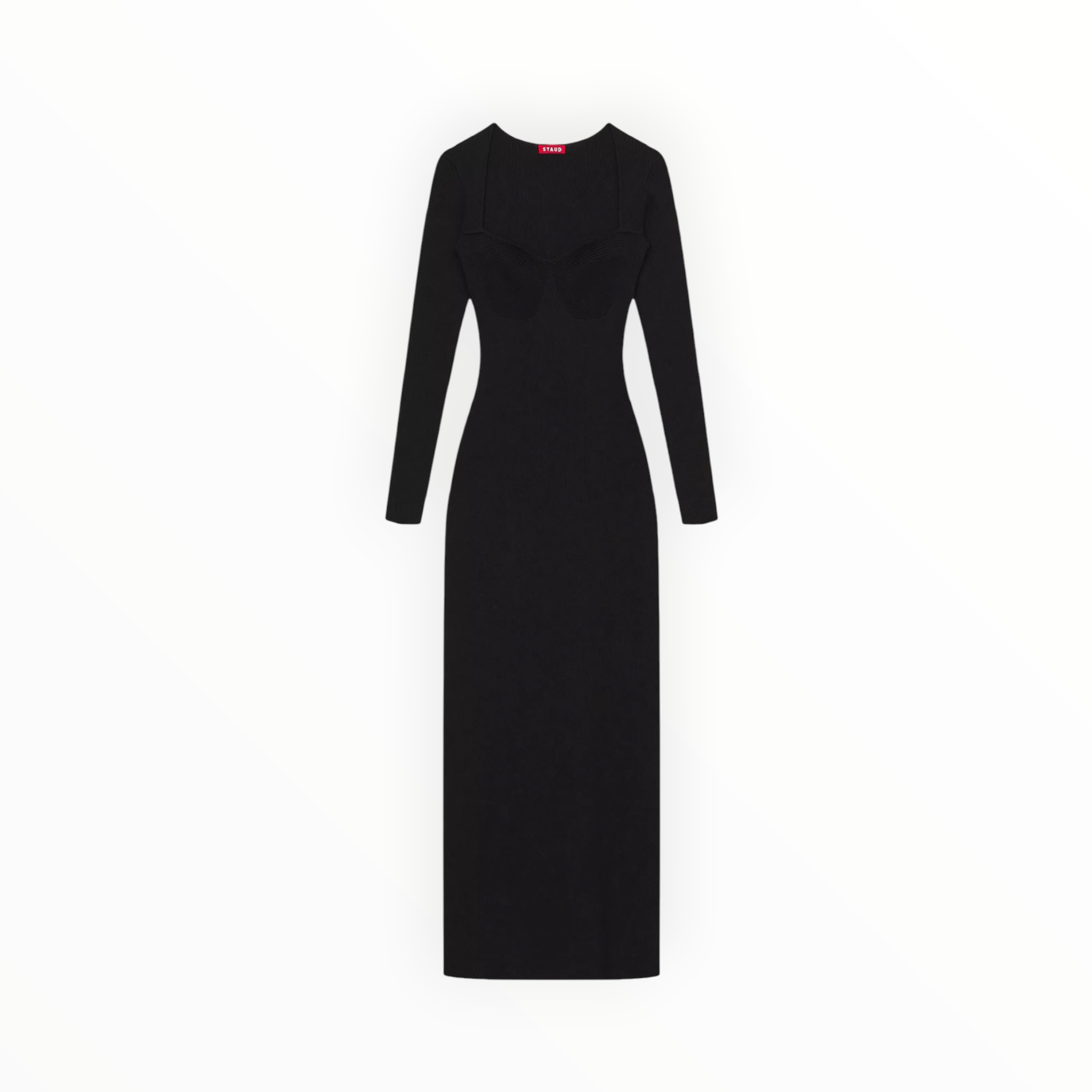 STAUD Silhouette Long-Sleeve Maxi Dress - Black