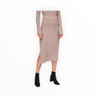 White + Warren Metallic Shine Ribbed Skirt - Mauve Shine