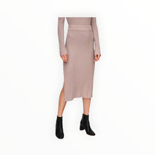 White + Warren Metallic Shine Ribbed Skirt - Mauve Shine