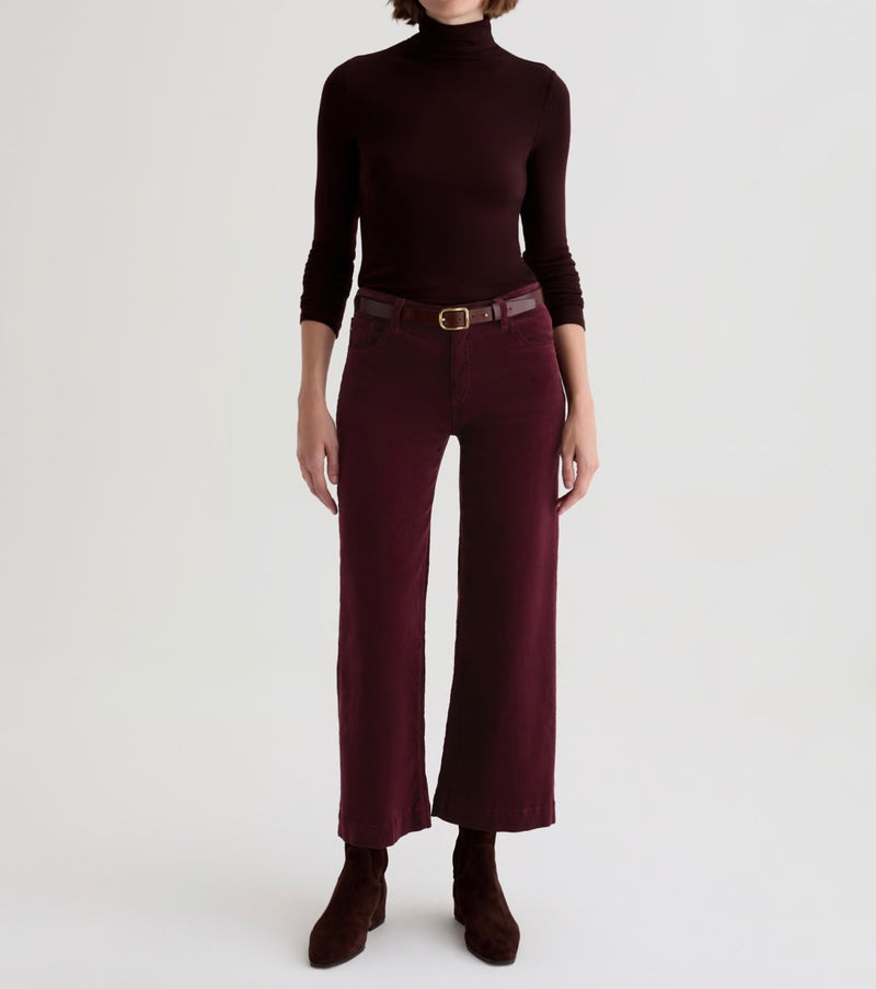 AG Jeans Saige Wide Leg Crop Corduroy Pant - Winery