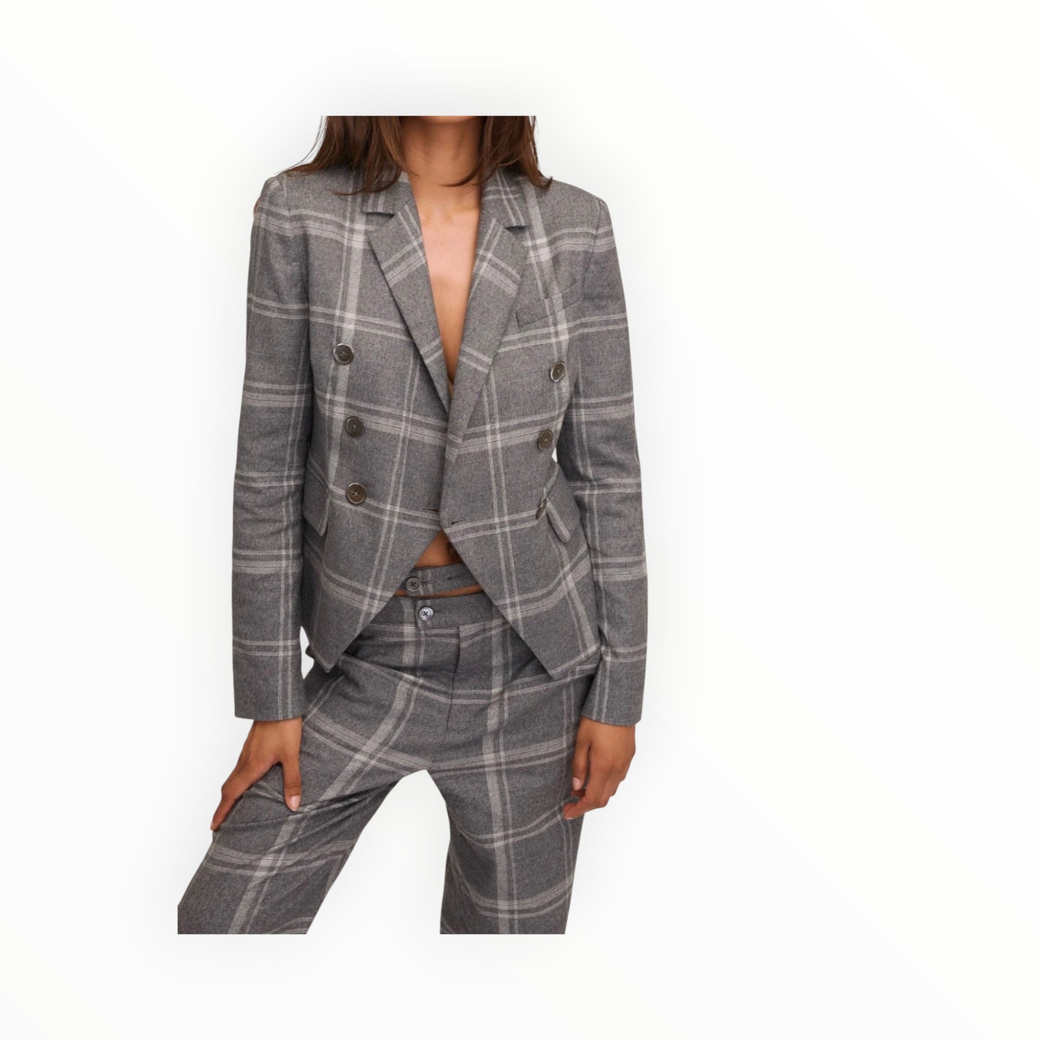 Marissa Webb Perrie Blazer - Steel Plaid