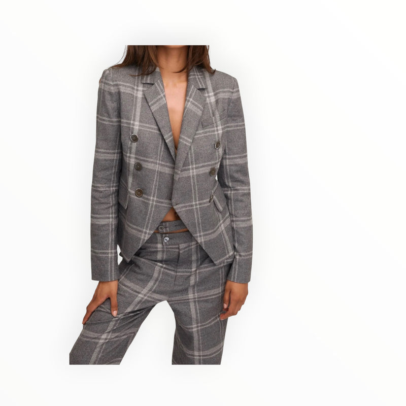 Marissa Webb Perrie Blazer - Steel Plaid