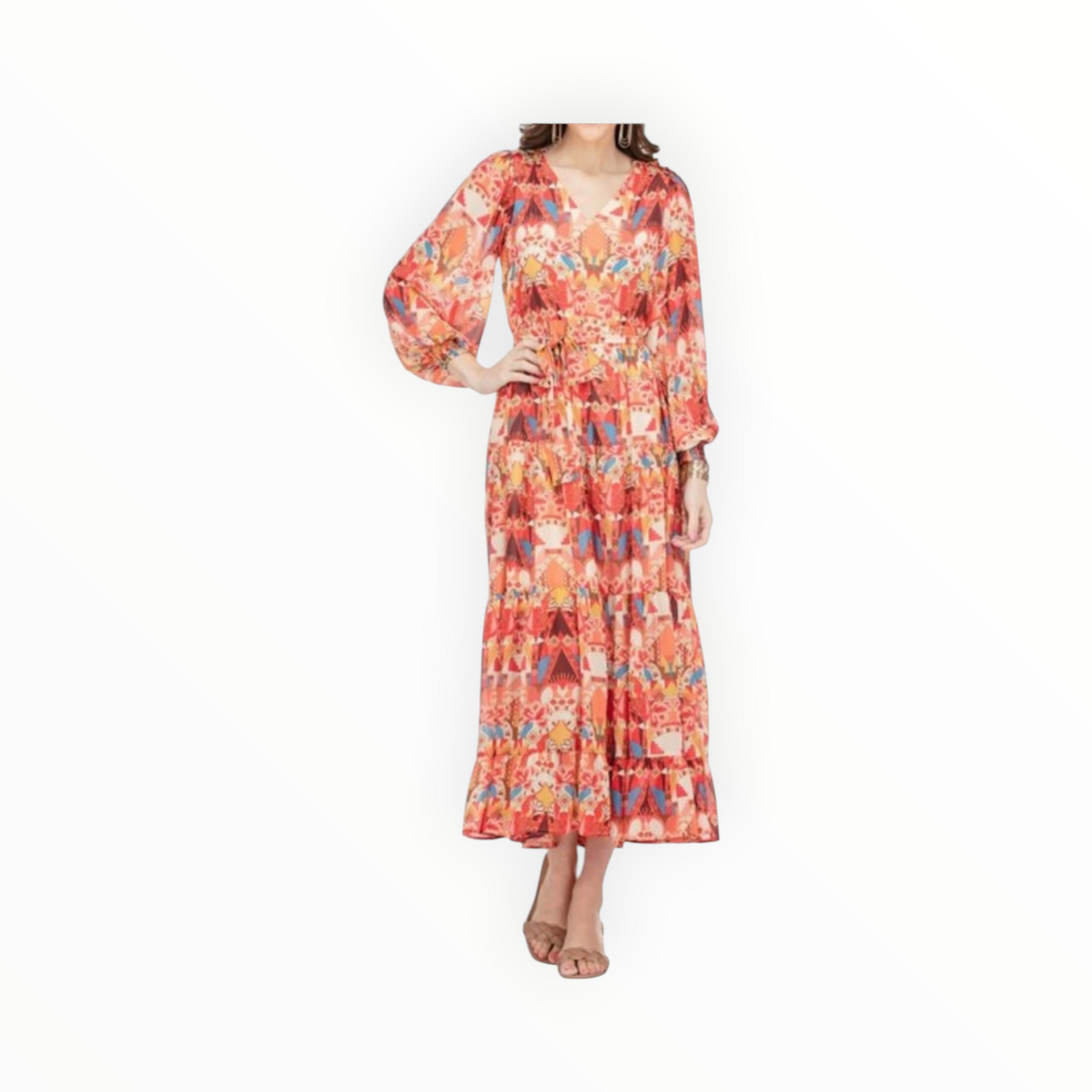 Jade Melody Tam Aztec Ruffles Tiered Dress