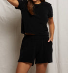 perfectwhitetee Emily Loop Terry Sweatshort - True Black