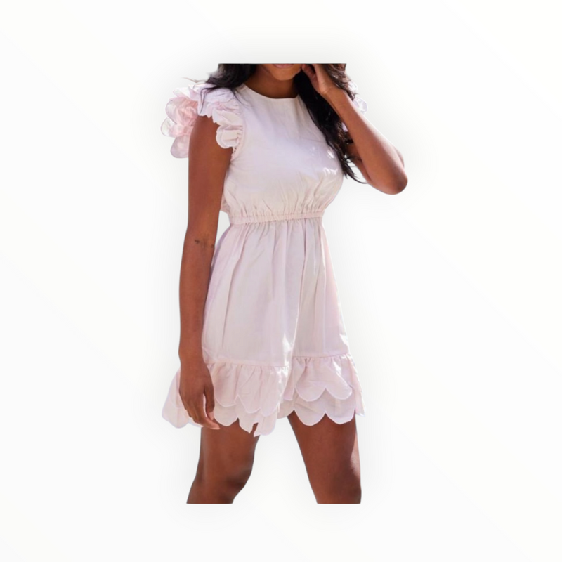 Sail To Sable Scalloped Hem Mini Dress - Blush