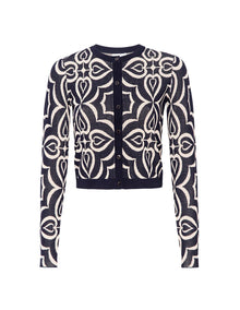 MISA Pansy Cardigan - Blue Mosaic Tile Mix