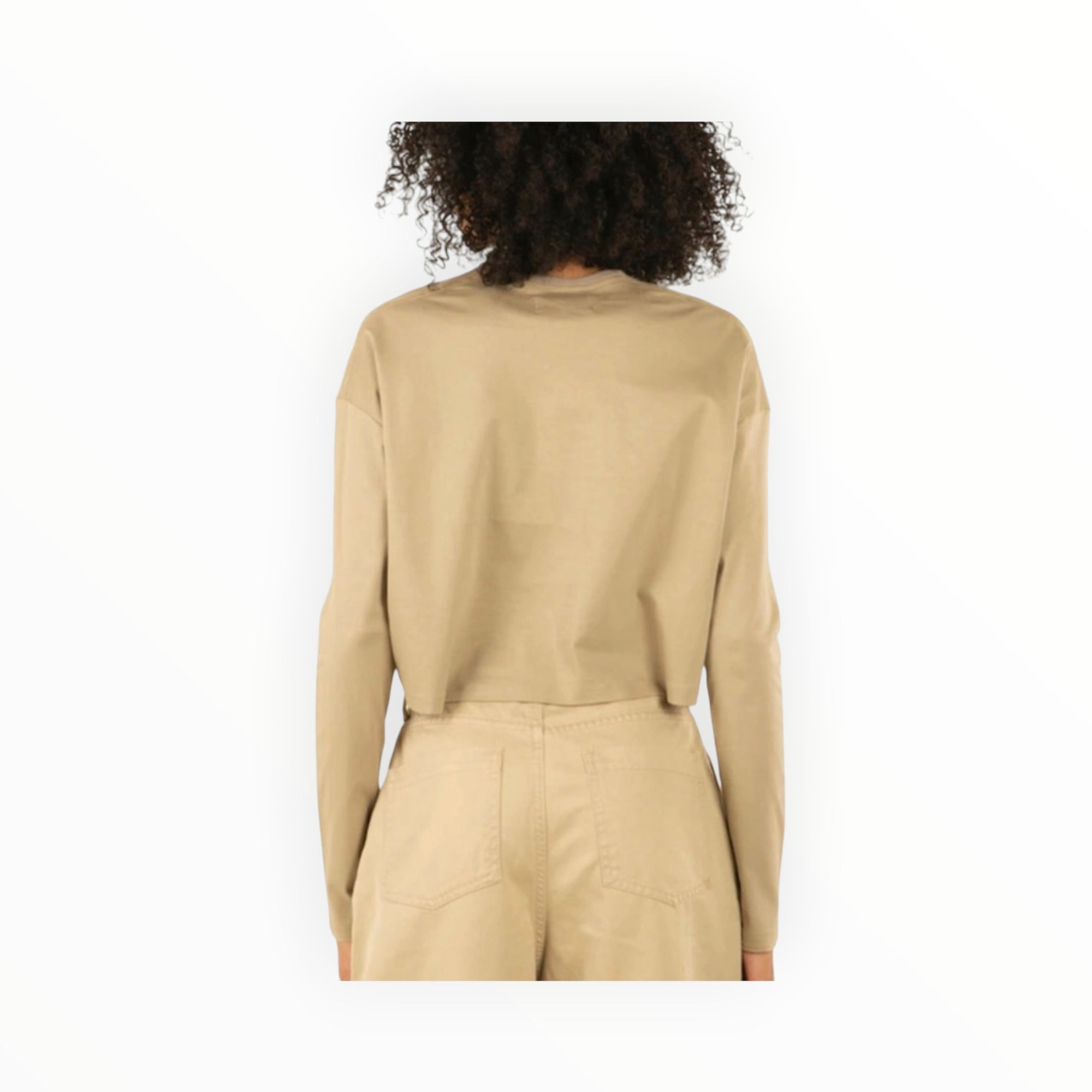 Moussy Vintage Cropped Long Sleeve Tee - Khaki