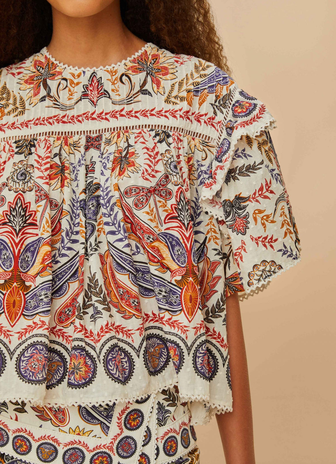 Farm Rio Off-White Boho Glam Lace Blouse