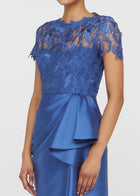 THEIA Selena Column Draped Dress - Blue Mirage