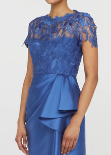 THEIA Selena Column Draped Dress - Blue Mirage