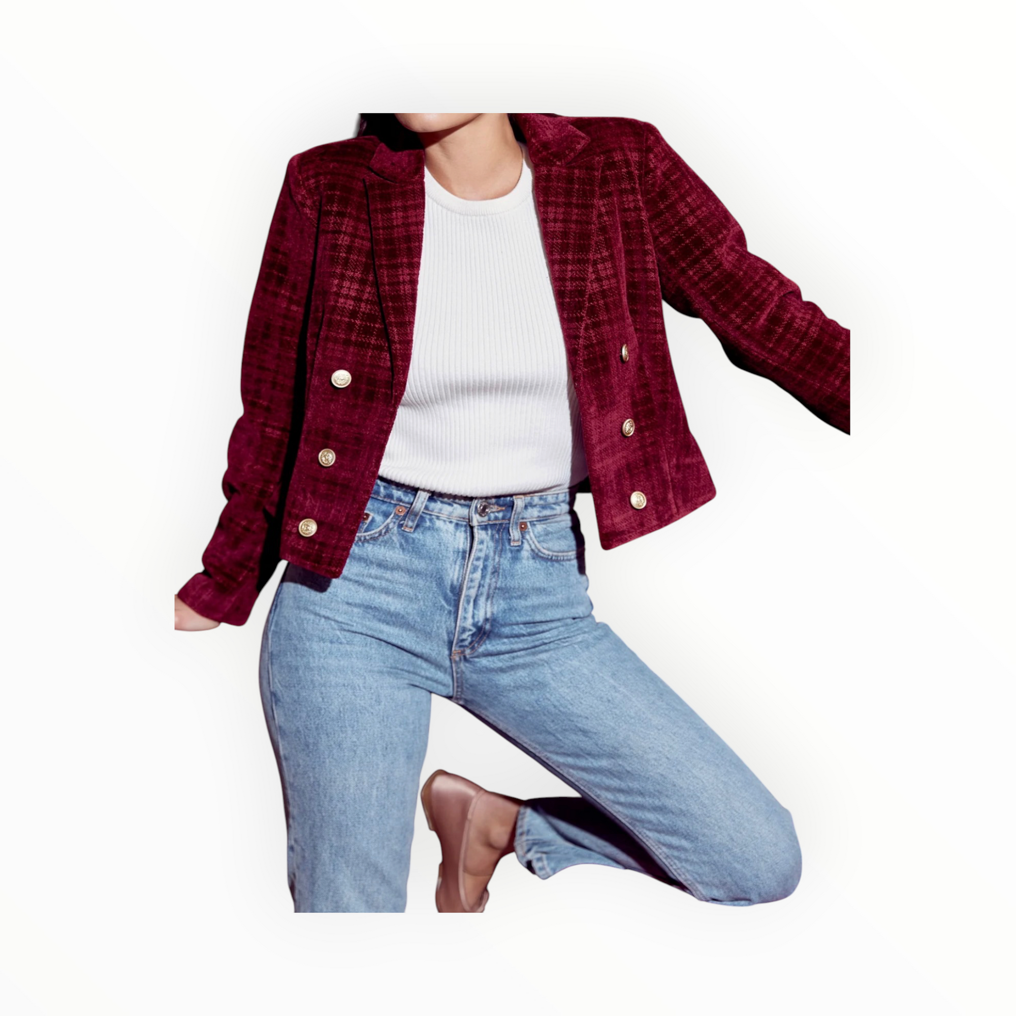 Greylin Tricia Cropped Blazer - Merlot