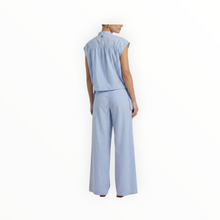 Oui Button Down Blouse - Light Blue/White Stripe