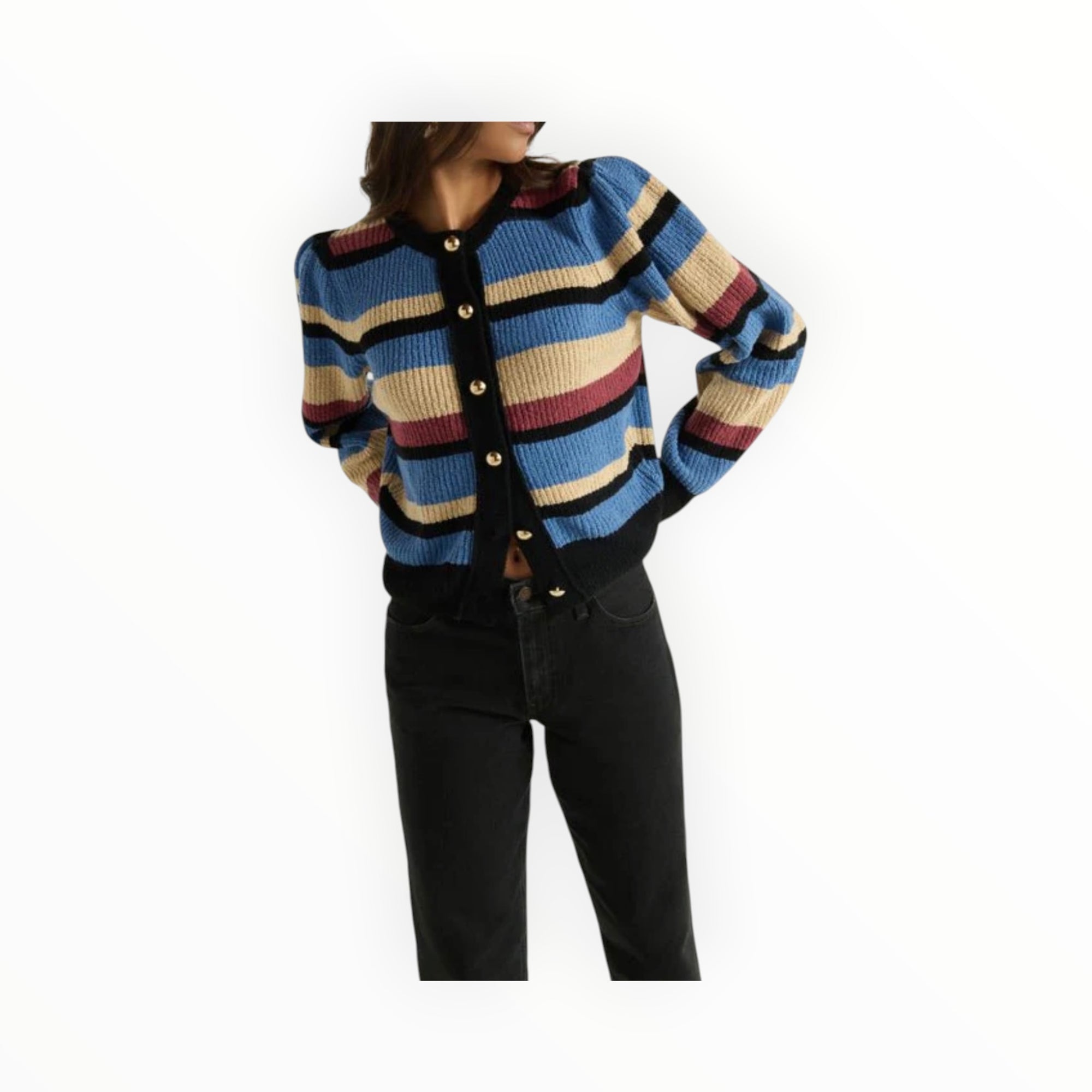 Nation Ltd Carmela Cardigan - Velour Multi Stripe