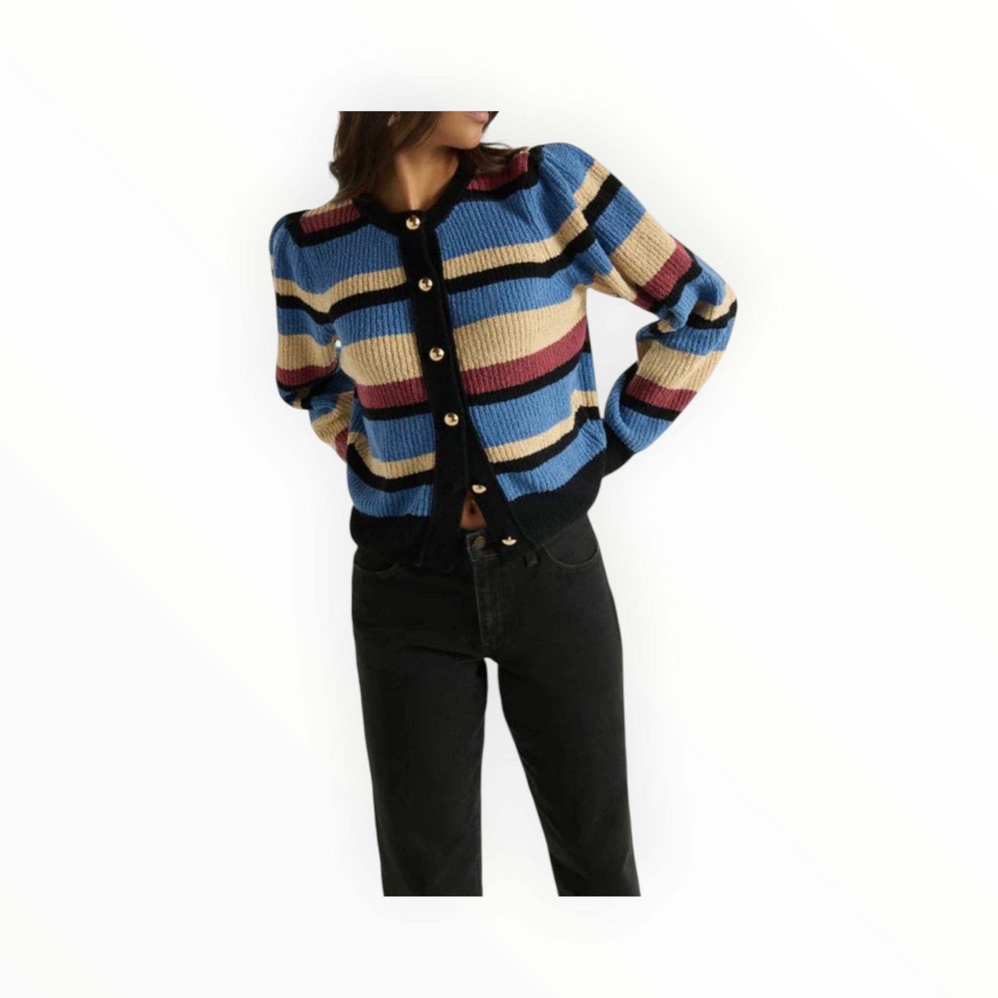 Nation Ltd Carmela Cardigan - Velour Multi Stripe