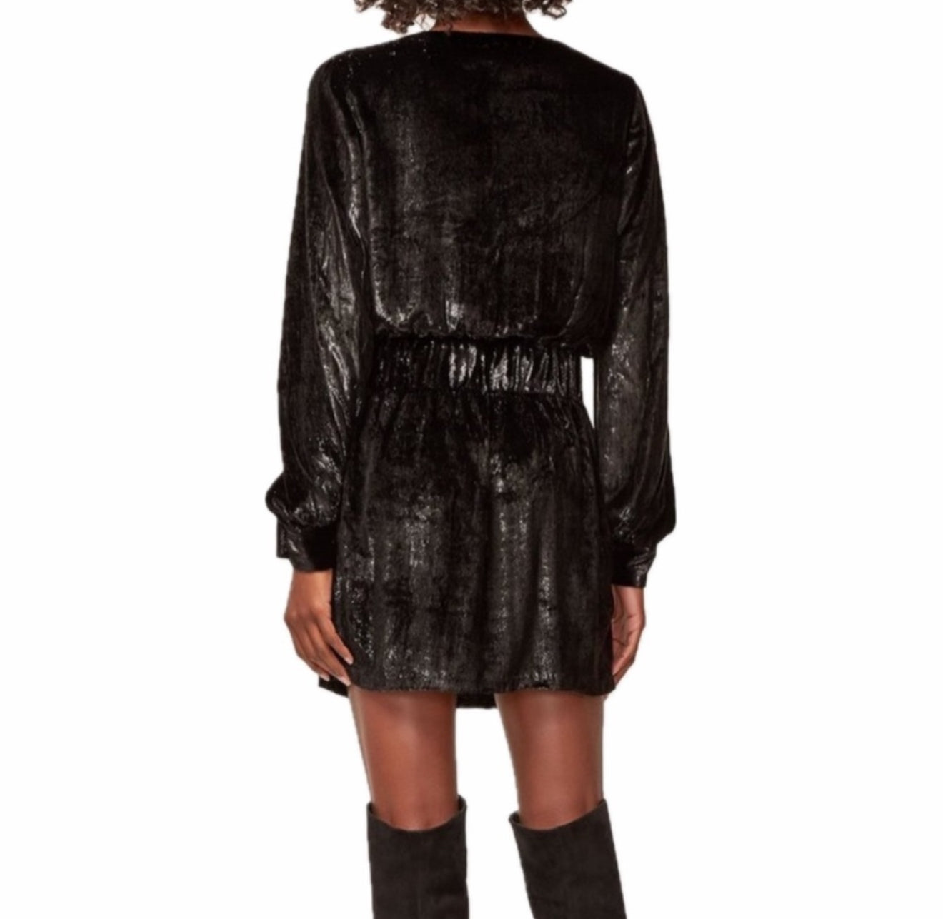 Frame Metallic Velvet Dress - Noir
