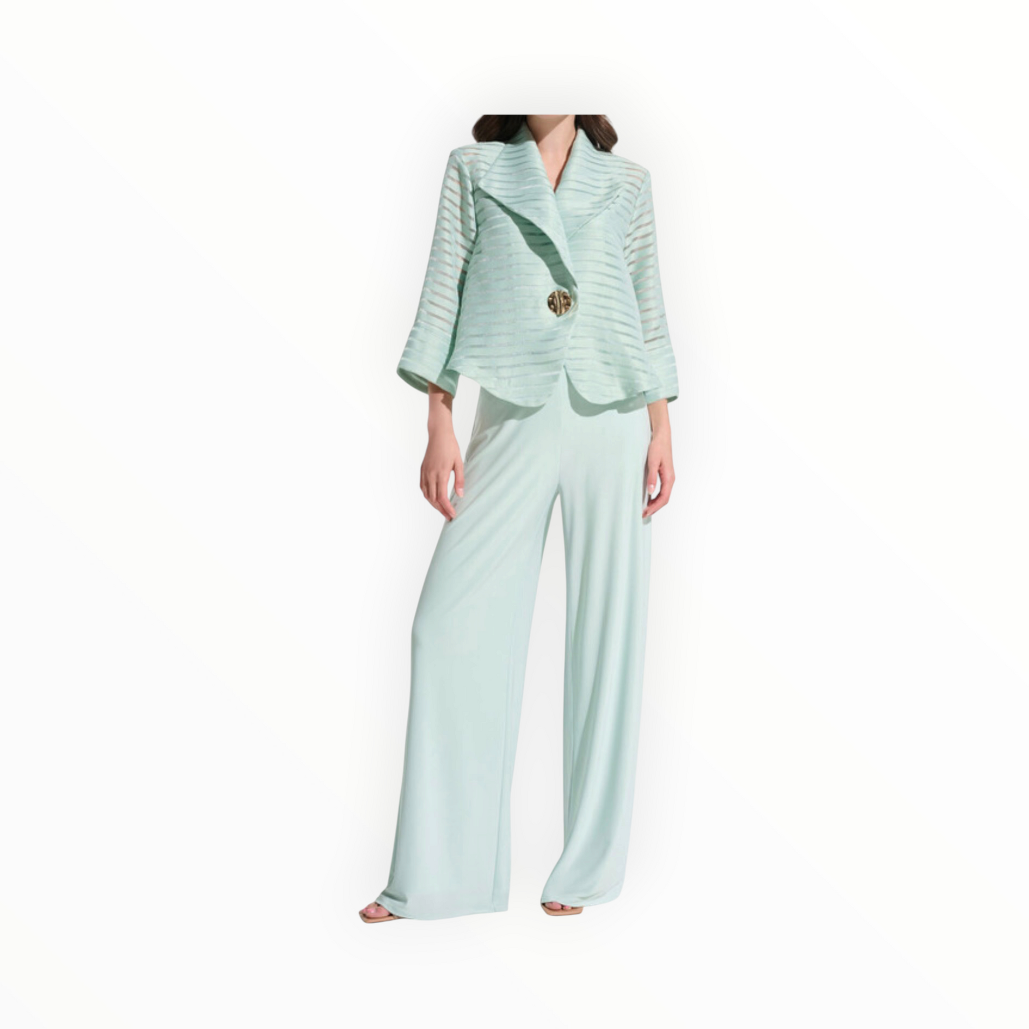 Joseph Ribkoff Shadow Stripe Swing Jacket W/Lapel Style - Pistachio