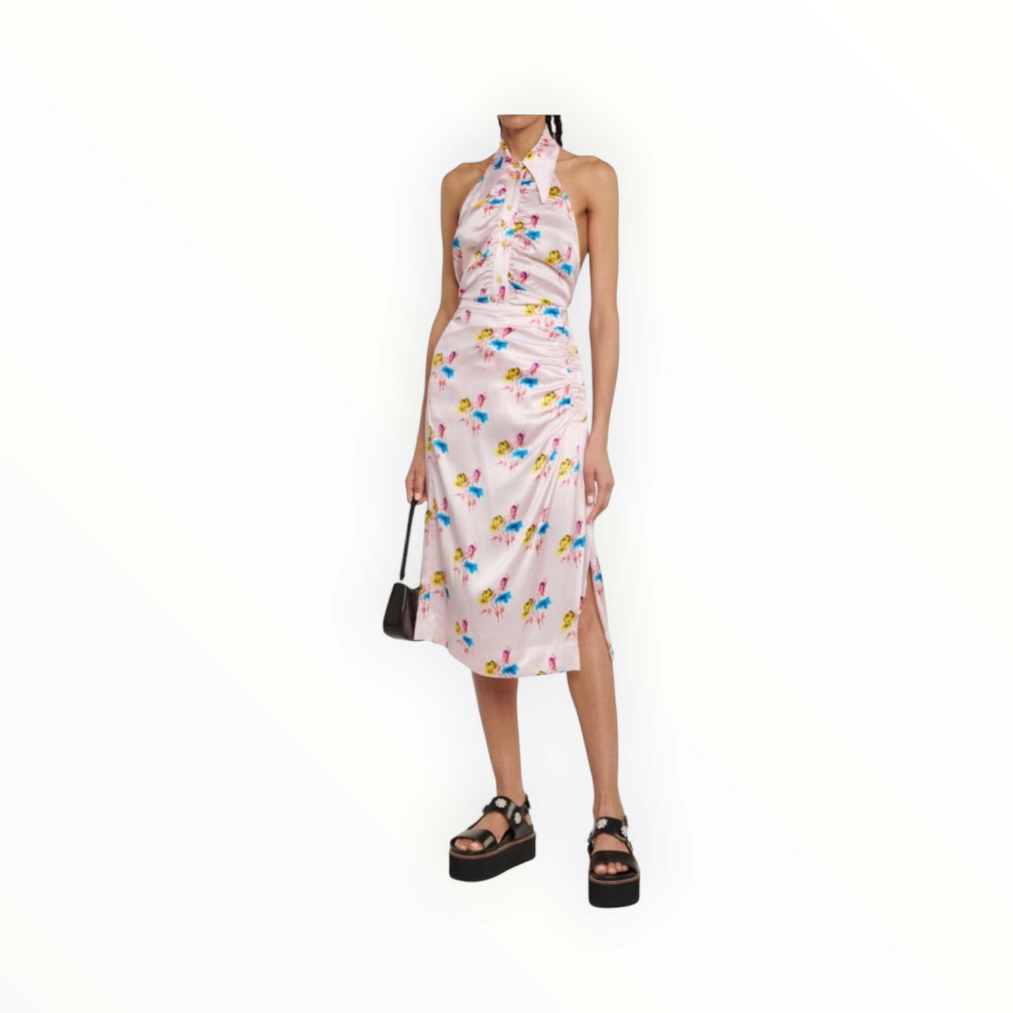 GANNI Floral Silk Blend Halter Neck Top