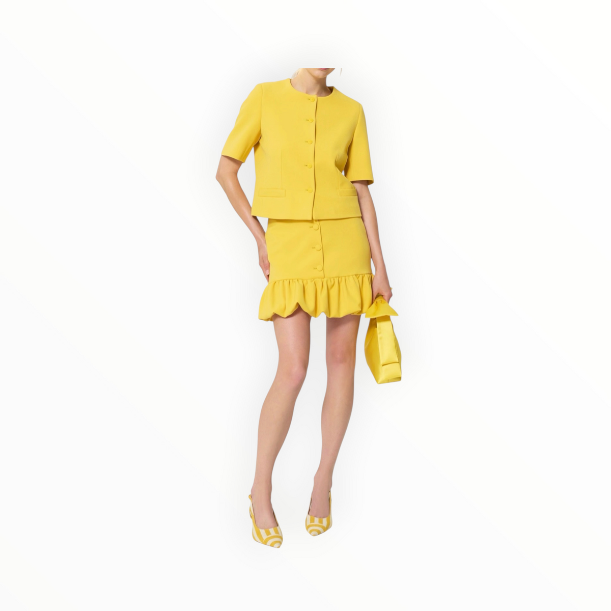 Tara Jarmon Josie in a Frothy Crepe Skirt - Yellow