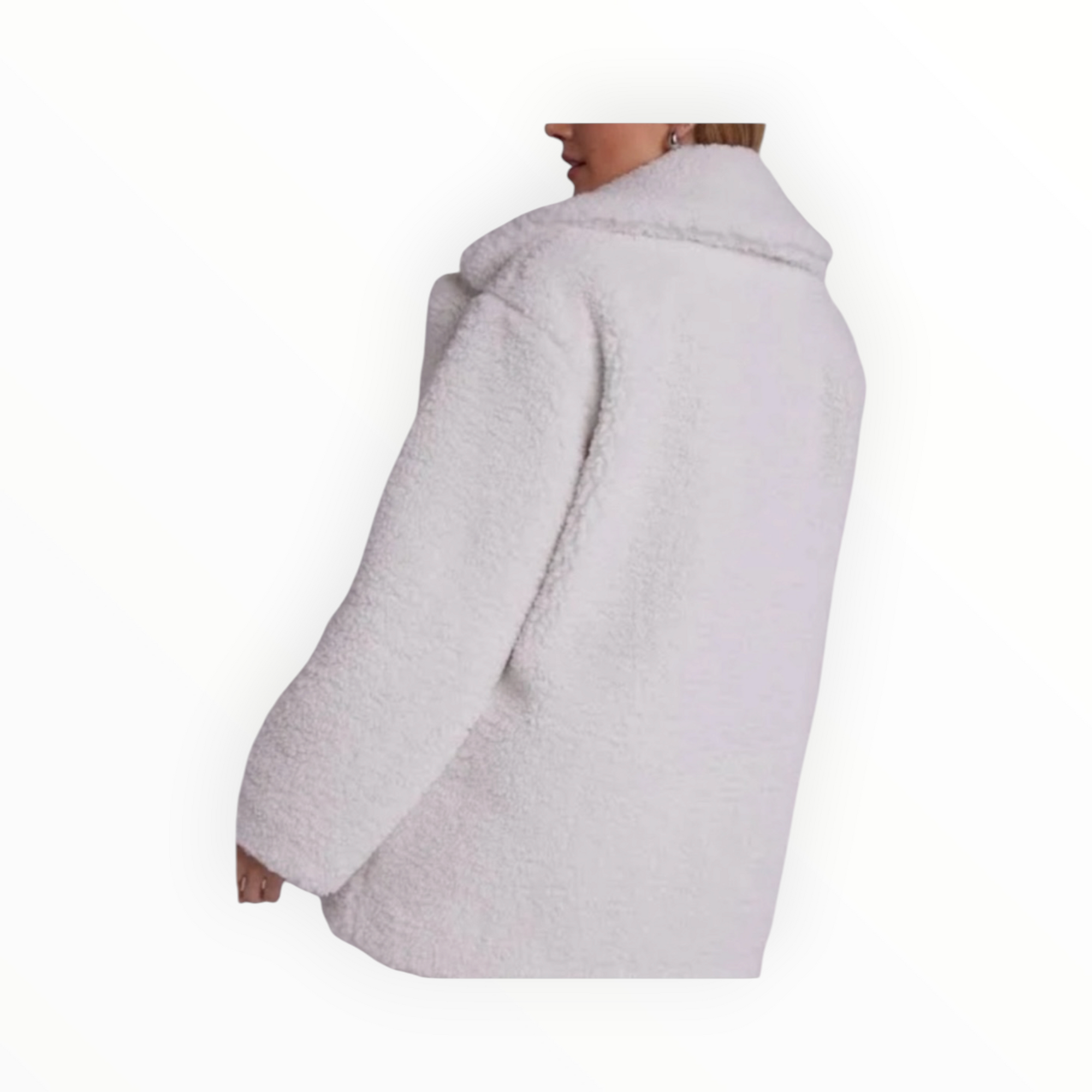 Bella Dahl Oversized Notch Collar Teddy Coat - Winter White