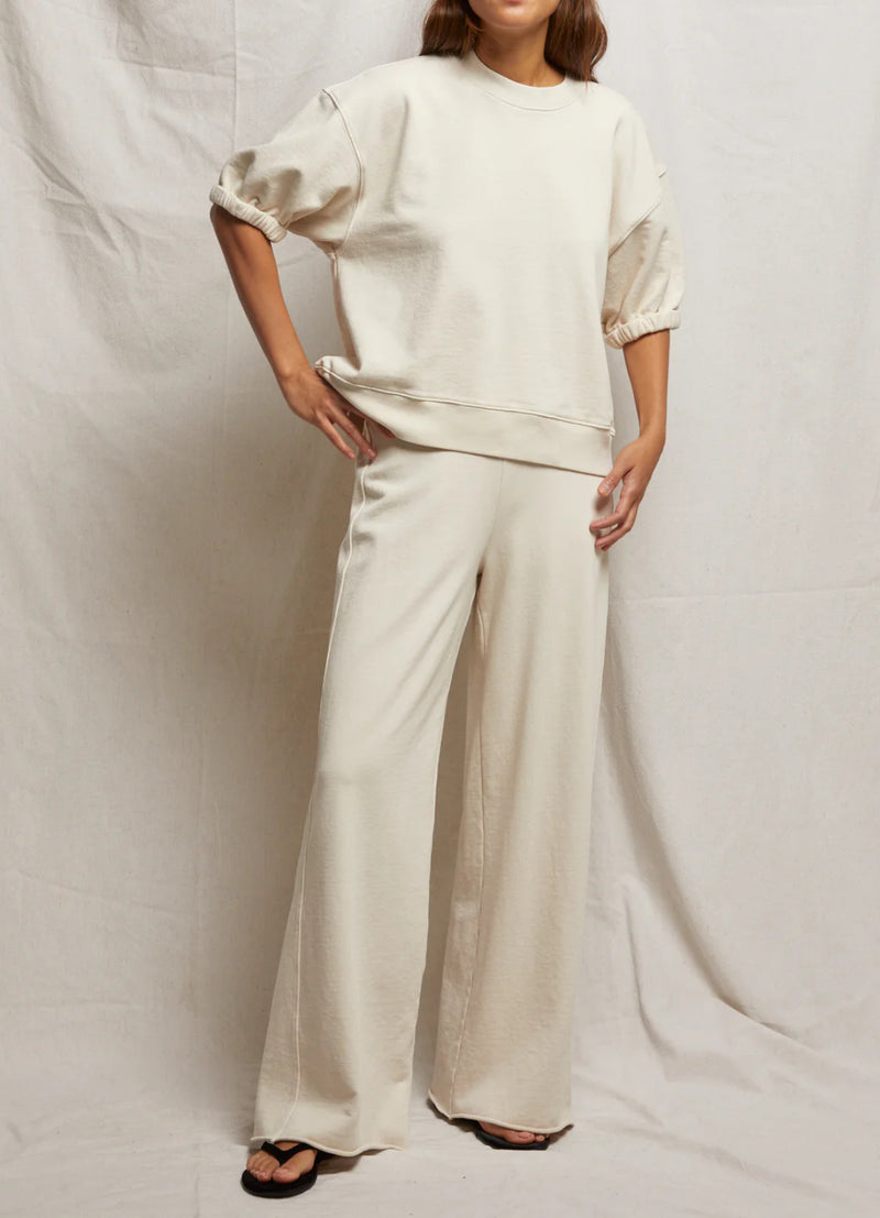 perfectwhitetee French Terry Wide Leg Trousers - Amber