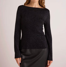 Bella Dahl Boatneck Long Sleeve Sweater - Black/Metallic