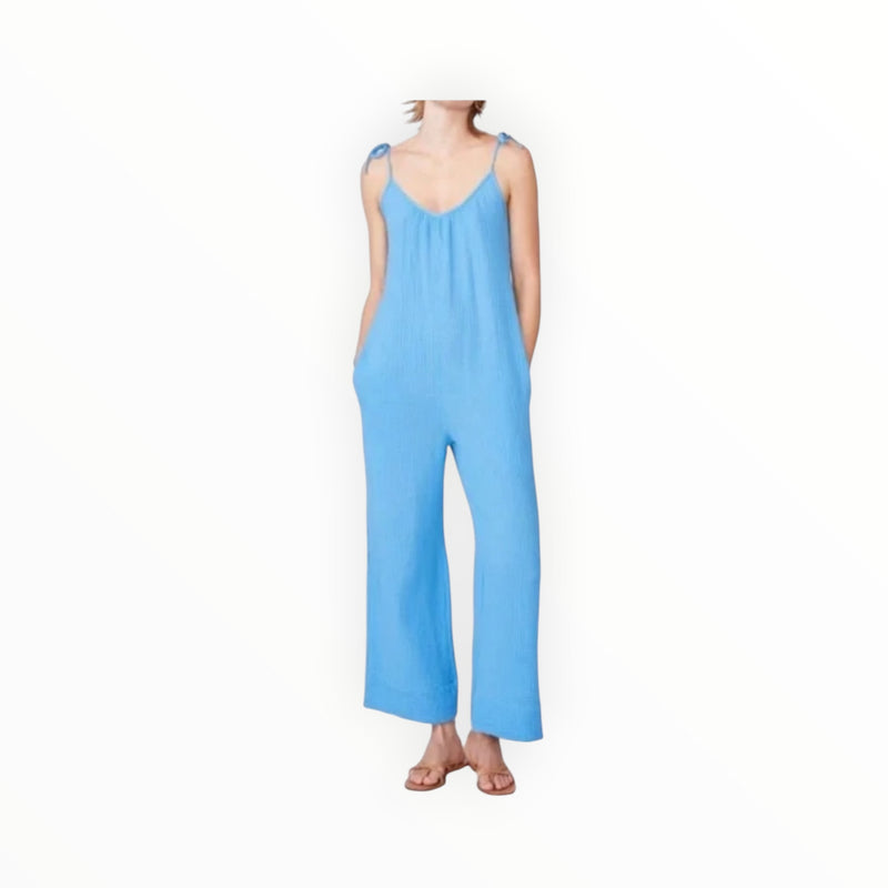 Stateside Gauze Tie Shoulder Jumpsuit - Sail