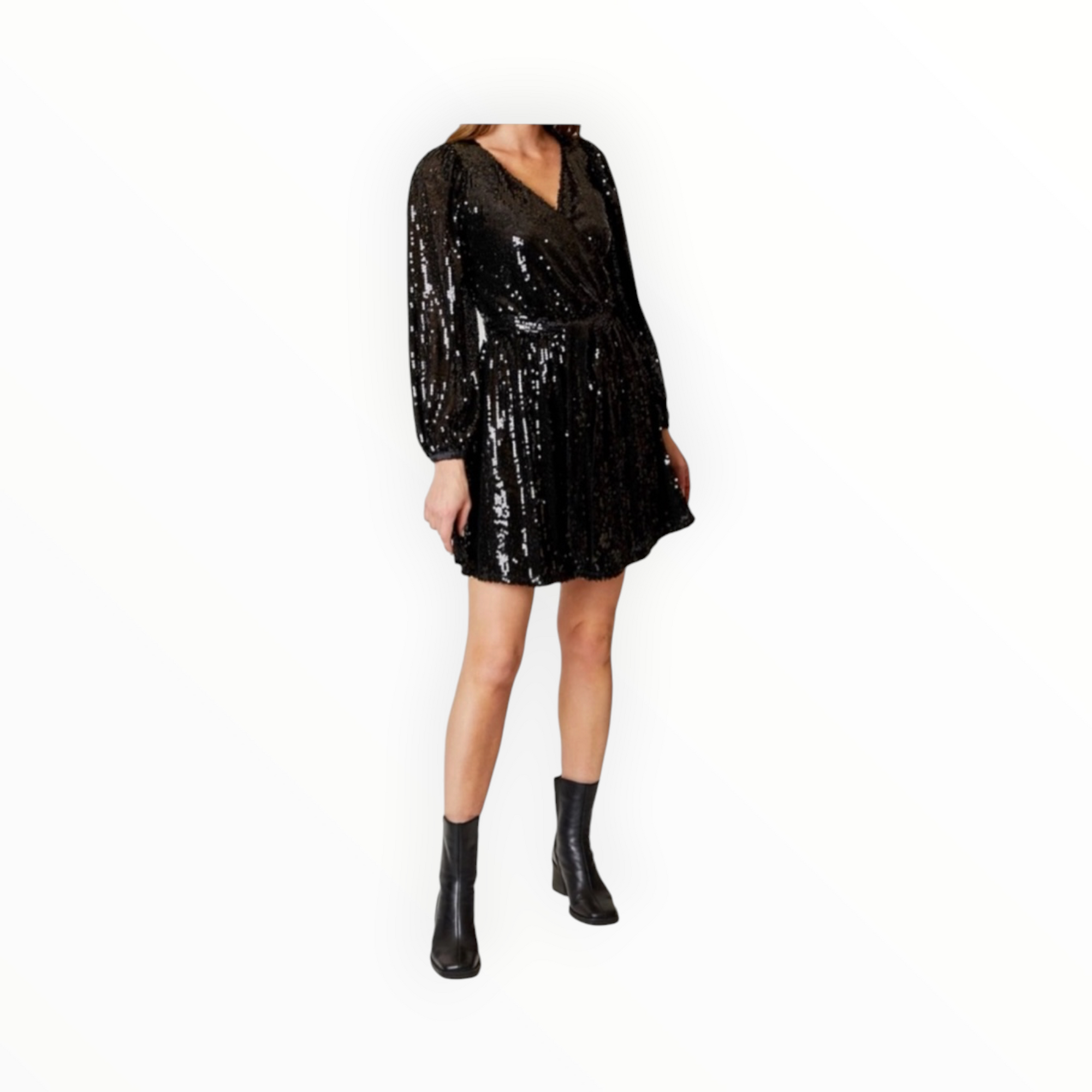 Design History Sequin Wrap Dress - Black