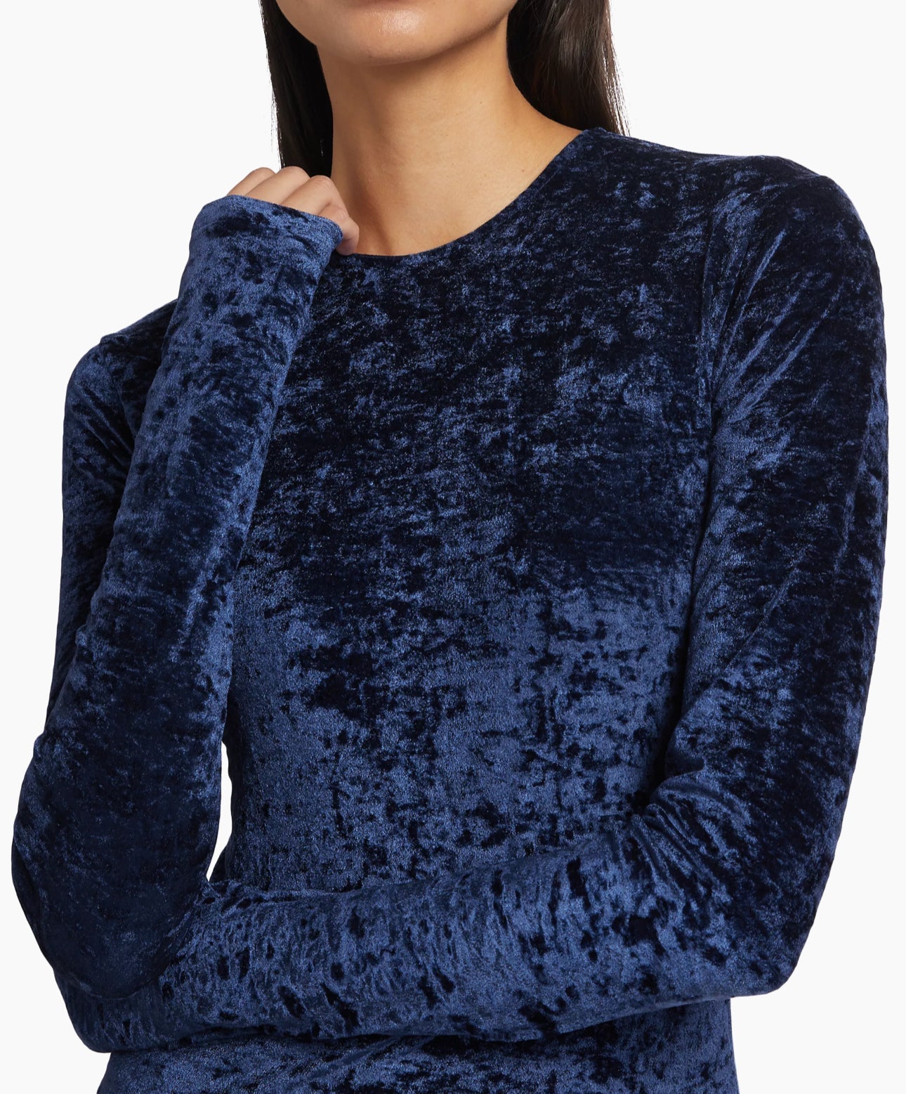 Frame Velvet Long Sleeve Top - Blu Scuro