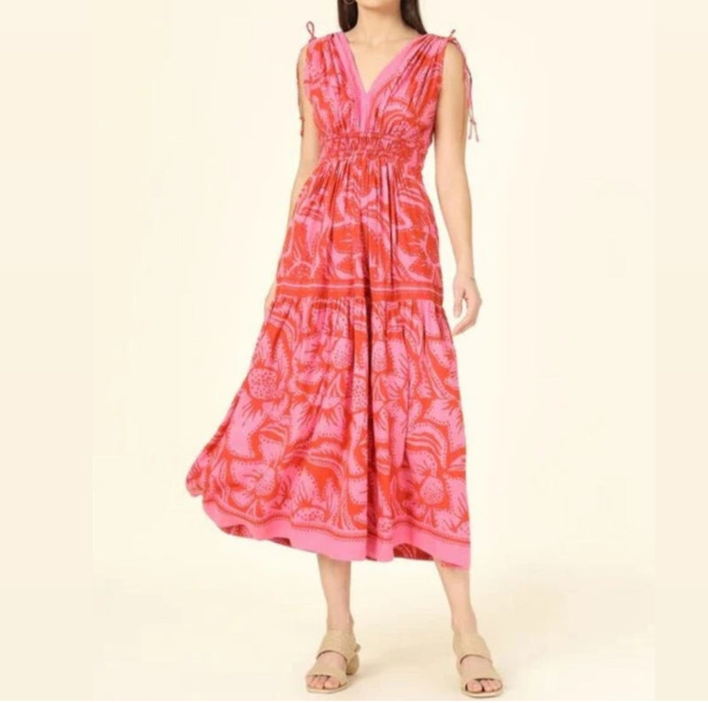 Omika Rosalita Midi Dress - Cierra Grapefruit