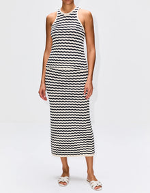 A.L.C. Alexis Striped Knit Skirt - Parchment/Navy