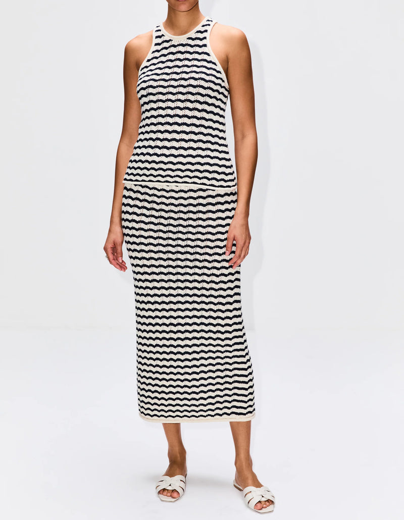 A.L.C. Alexis Striped Knit Skirt - Parchment/Navy