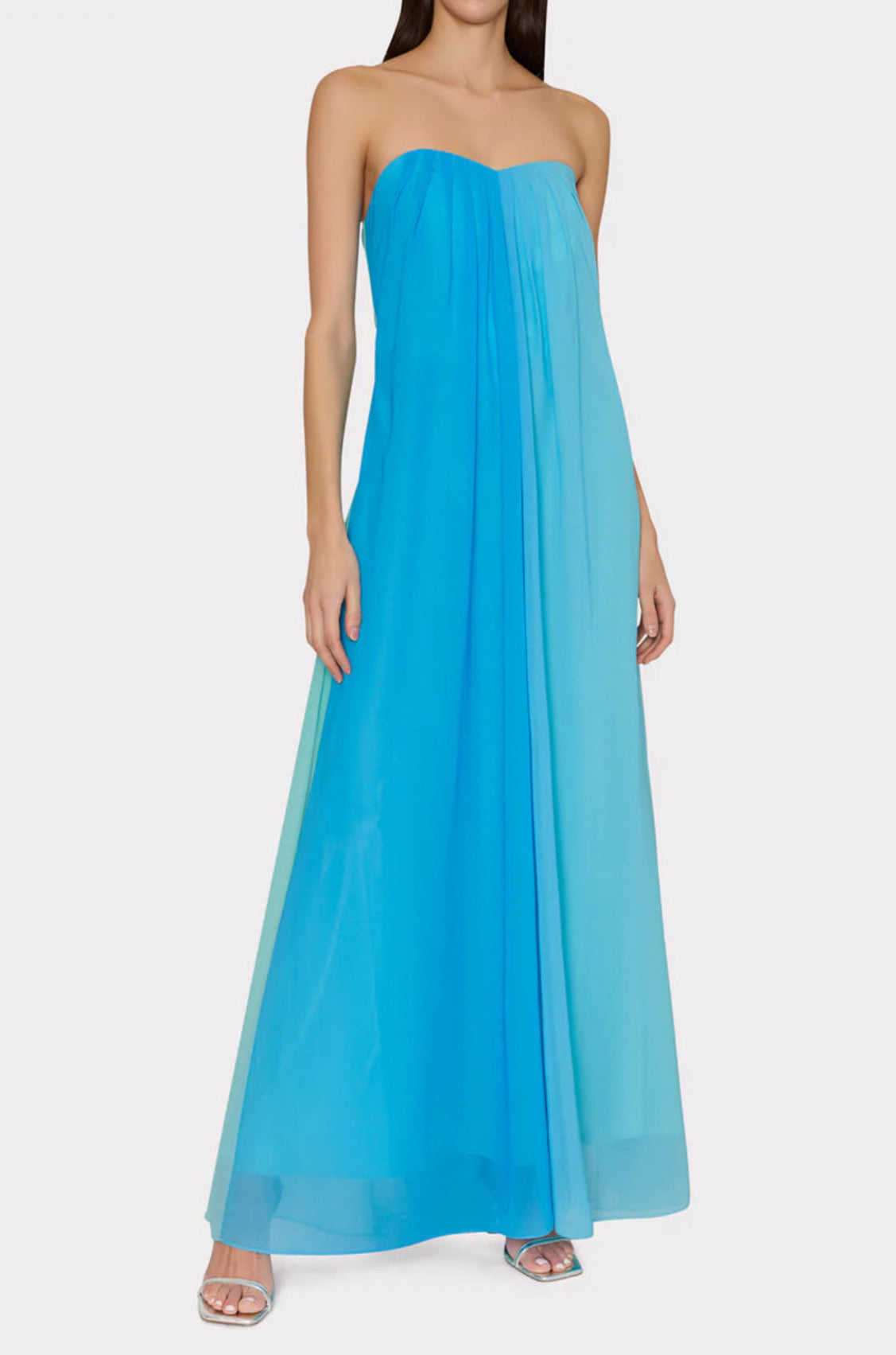 MILLY Sunset Stripe Strapless Dress - Blue Multi