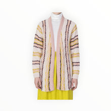 ALYSI Stripes & Jacquard Cardigan - Plaster