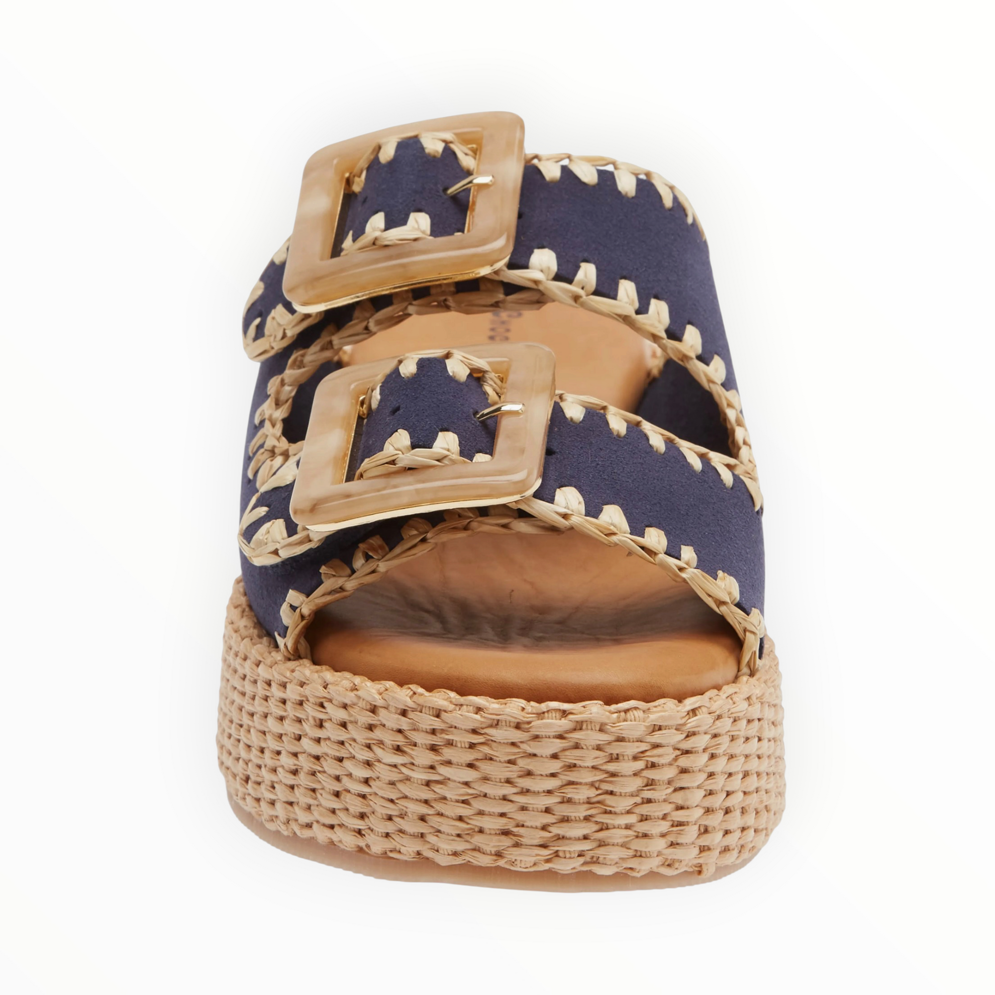 Chocolate Blu Chia Platform Slide Sandal - Navy Suede