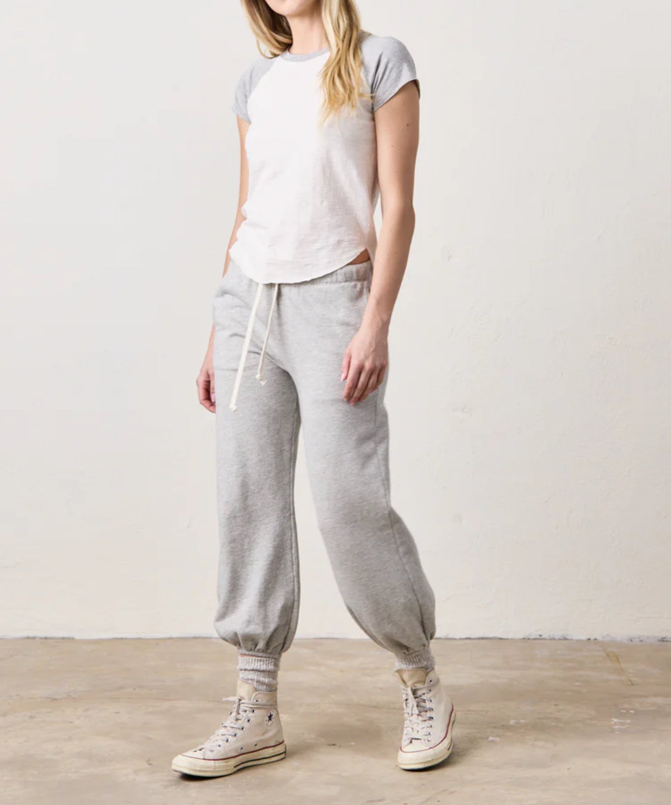 NSF Tommy Slub Jersey Raglan Tee - Ivory/Heather Grey