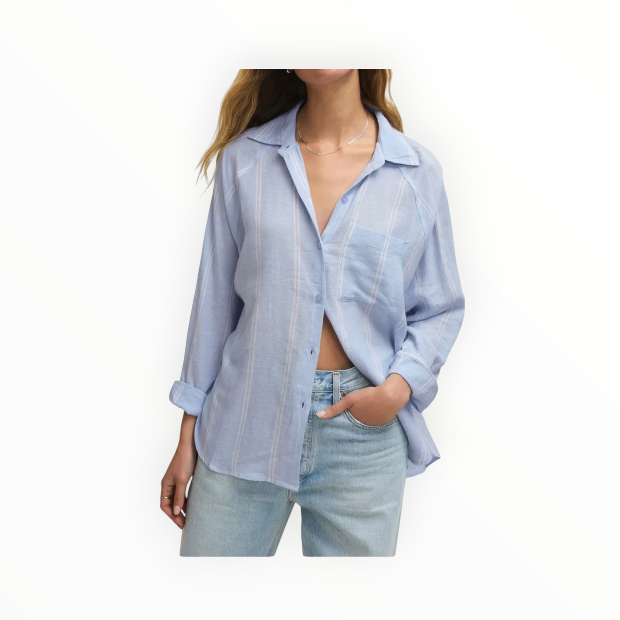 Z Supply The Perfect Linen Top - Blue Light