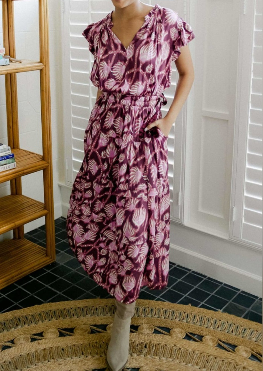 Omika Billie Midi Dress - Elyse Aubergine