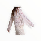 Minnie Rose Cable Corded Fringe Pullover - White Combo