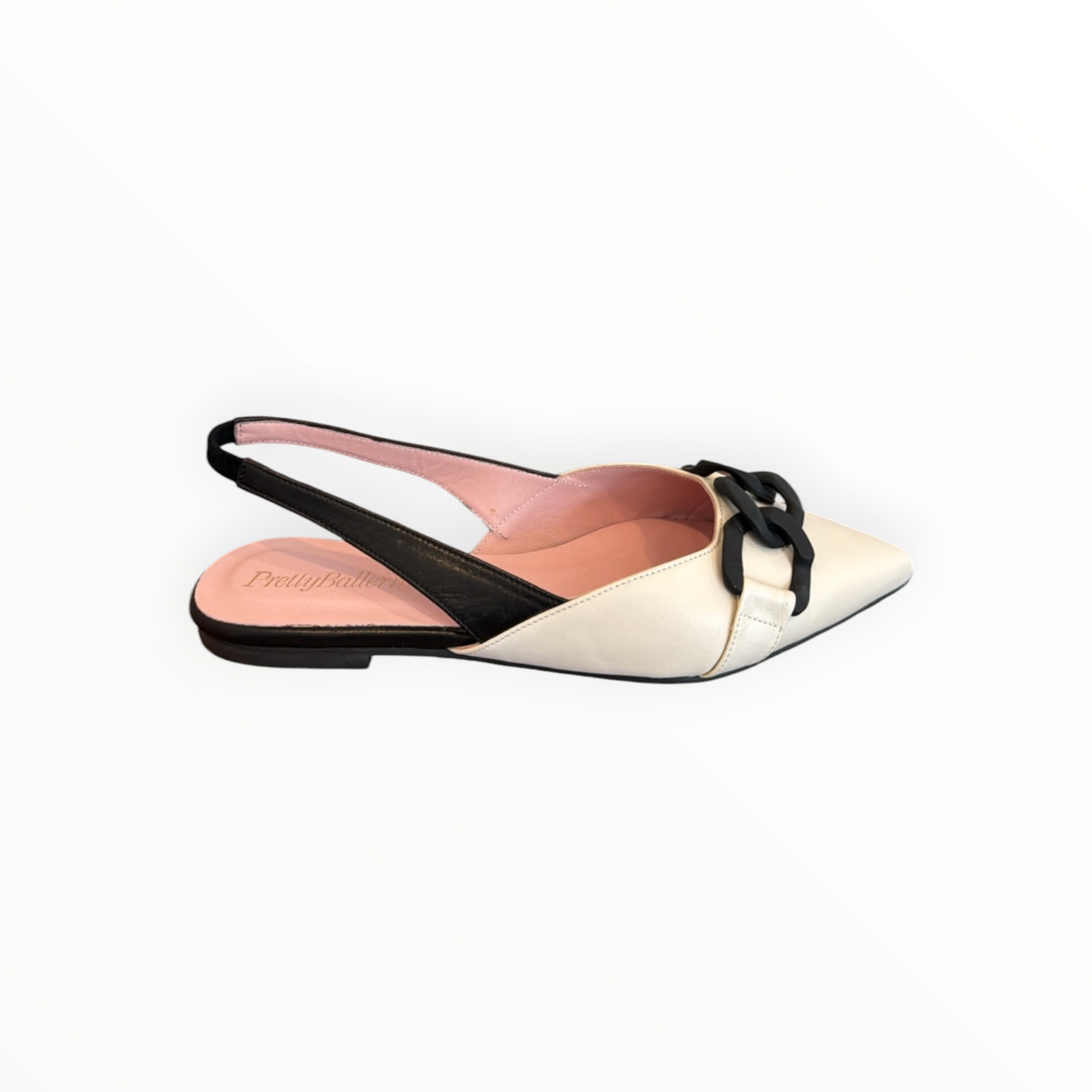 Pretty Ballerinas Ella Slingback Flat - White/Black
