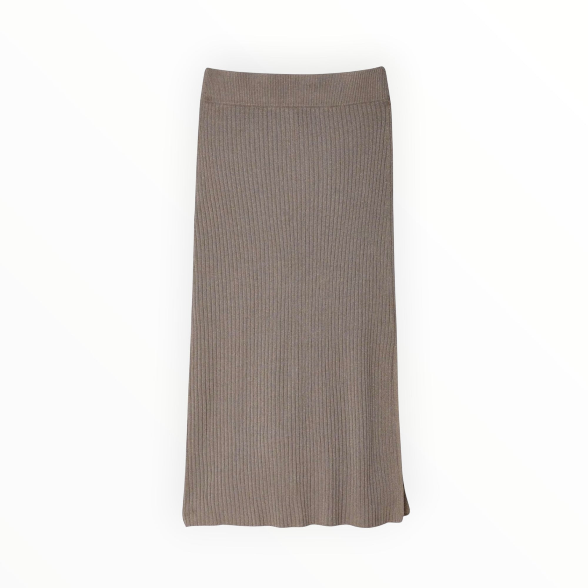 White + Warren Metallic Shine Ribbed Skirt - Mauve Shine