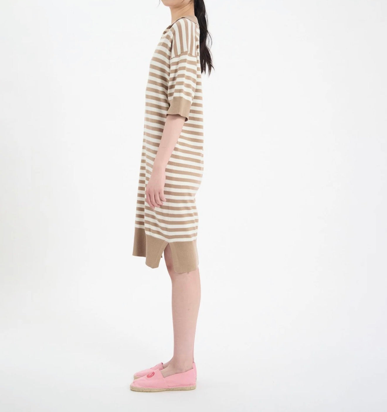 Ines de la Fressange Océane Beige Cotton Striped Dress