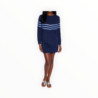 Sail to Sable Striped Sweatshirt Dress - Hydrangea/Navy